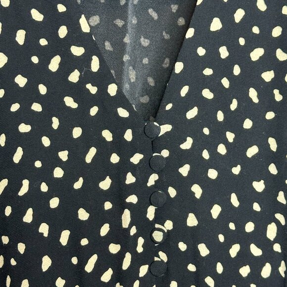 Rails Karla Mini Dress Black Ivory Spot Smocked Waist Large - Picture 4 of 9